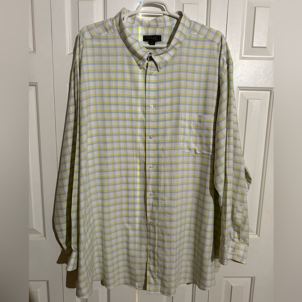Signature Men's Yellow and Blue Plaid Shirt